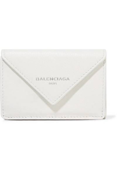 Shop Balenciaga Papier Mini Printed Textured-leather Wallet In White