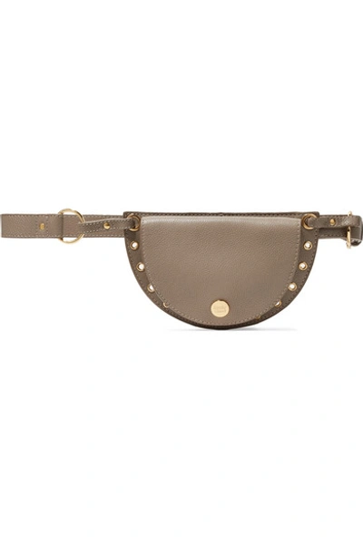 Shop See By Chloé Kriss Eyelet-embellished Textured-leather Belt Bag In Gray
