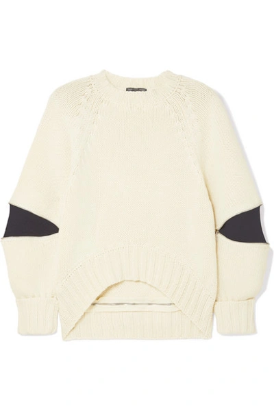 Shop Alexander Mcqueen Zip-embellished Two-tone Wool Sweater In Ivory