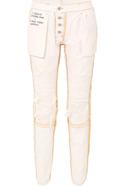 Shop Ben Taverniti Unravel Project Reversible Distressed Mid-rise Skinny Jeans In White