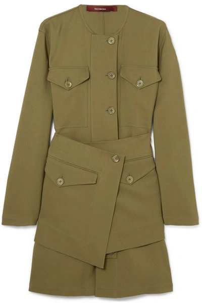 Shop Sies Marjan Ava Layered Wool-canvas Jacket In Army Green
