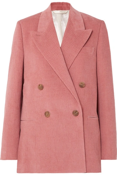 Shop Acne Studios Double-breasted Cotton-blend Corduroy Blazer In Antique Rose