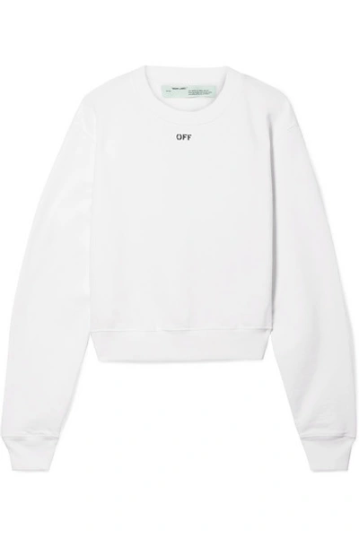 Shop Off-white Printed Cotton-jersey Sweatshirt In White
