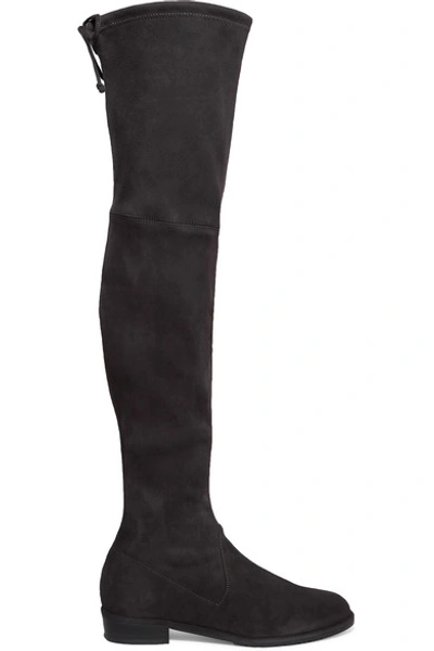 Shop Stuart Weitzman Lowland Suede Over-the-knee Boots In Dark Gray