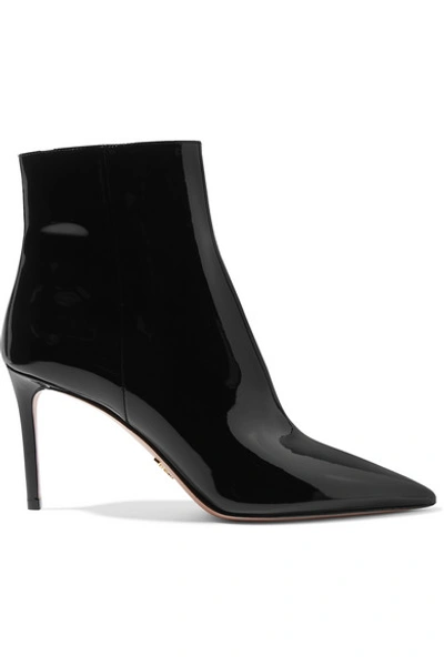 Shop Prada 85 Patent-leather Ankle Boots In Black