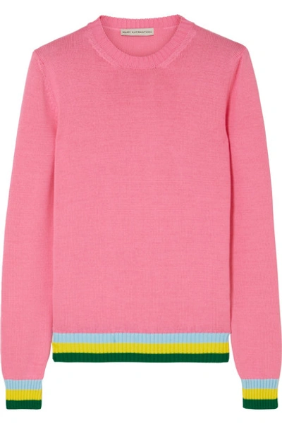 Shop Mary Katrantzou Lizzie Striped Cotton Sweater In Pink