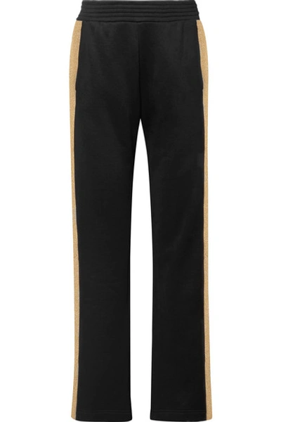 Shop All Access Tune Up Metallic Striped Stretch-jersey Track Pants In Black