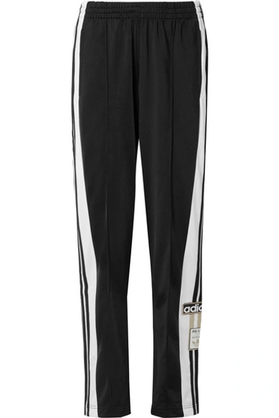 Shop Adidas Originals Adibreak Striped Satin-jersey Track Pants In Black