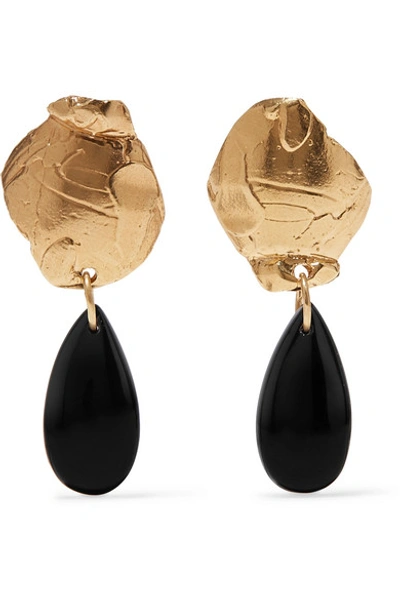 Shop Alighieri Shadow Of A Woman Gold-plated Onyx Earrings