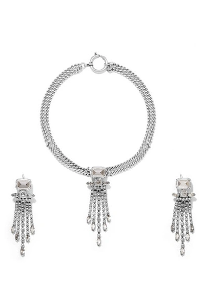 Shop Isabel Marant Silver-tone Crystal Necklace And Earrings Set