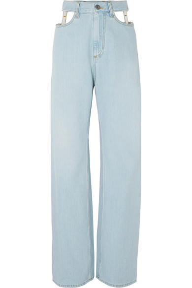 Maison Margiela Cutout High Rise Jeans In Blue Modesens