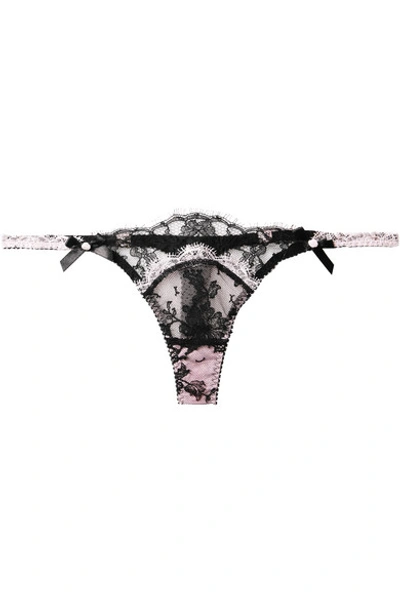 Shop Agent Provocateur Garcia Stretch-leavers Lace And Tulle Thong In Black