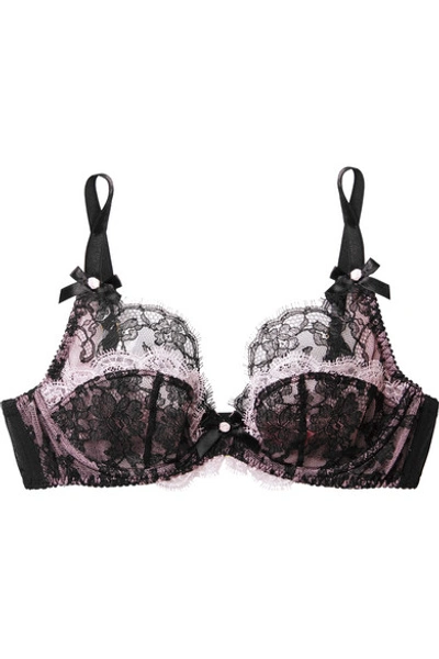 Shop Agent Provocateur Garcia Stretch-leavers Lace And Tulle Underwired Bra In Black
