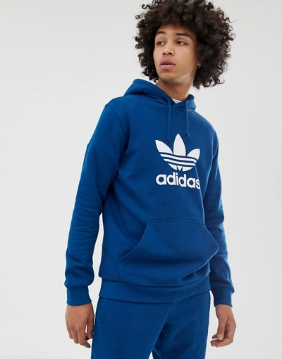 Adidas Originals Hoodie With Trefoil Logo Blue - Blue | ModeSens