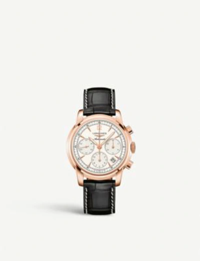 Shop Longines L2.752.8.72.3 Saint Imeir 18ct Rose-gold And Crocodile-embossed Leather Chronograph Watch