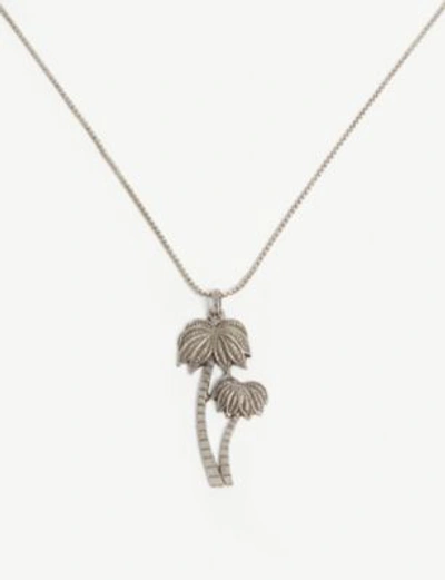 Shop Saint Laurent Silver-toned Palm Tree Pendant Necklace