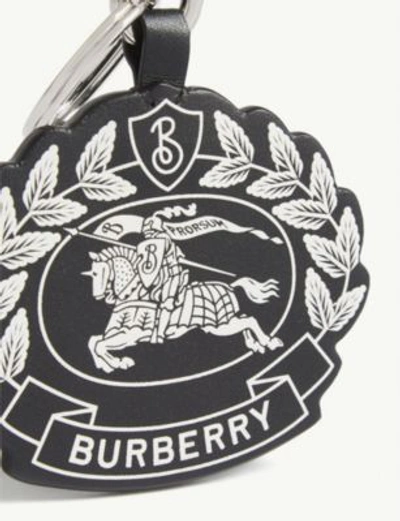 Shop Burberry Leather Crest Key Charm In Black White