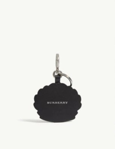 Shop Burberry Leather Crest Key Charm In Black White
