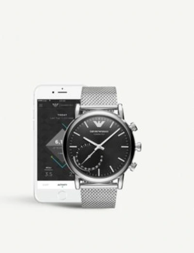 Emporio Armani Art3007 Luigi Stainless Steel Hybrid Smartwatch In Silver |  ModeSens