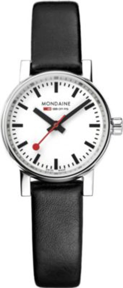 Shop Mondaine Mse-26110-lb Evo2 Petite Leather And Stainless Steel Watch In Black