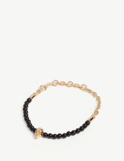 Shop Northskull Skull Bead And Chain Bracelet In Gold Black