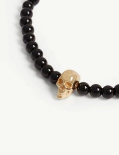 Shop Northskull Skull Bead And Chain Bracelet In Gold Black