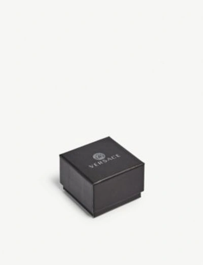 Shop Versace Lucky Enamel Ring In Black Gold