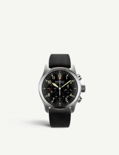 Shop Bremont Alt1-p2 Stainless Steel And Leather In Black/silver