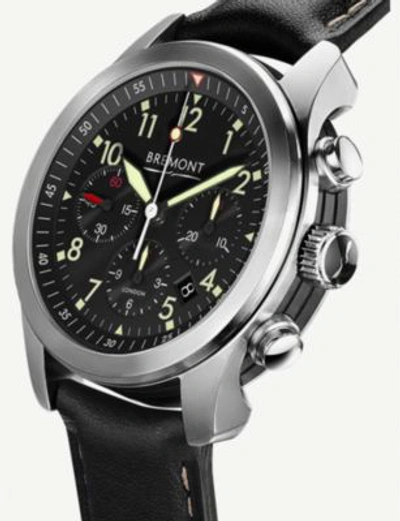 Shop Bremont Alt1-p2 Stainless Steel And Leather In Black/silver