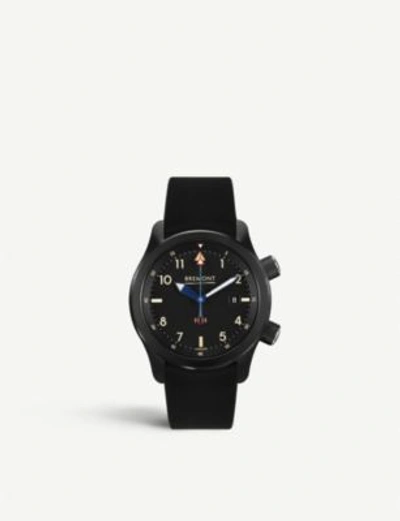 Shop Bremont U-2/51-jet Stainless Steel And Leather Chronograph Watch In Black