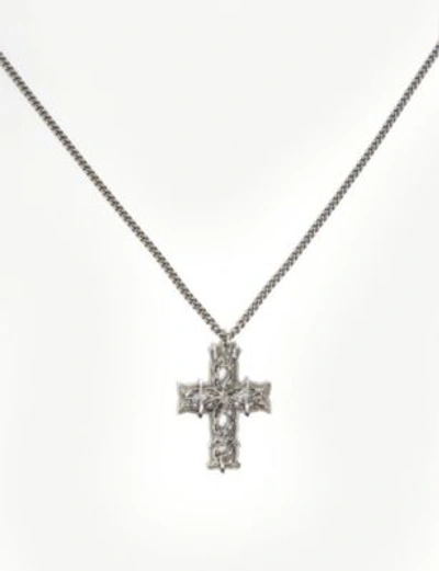 Shop Emanuele Bicocchi Engraved Cross Silver Necklace