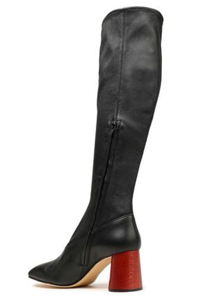 Shop Helmut Lang Woman Leather Knee Boots Black