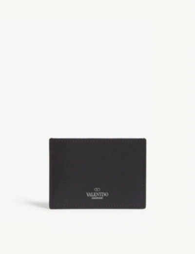 Shop Valentino Black Vltn Leather Card Holder