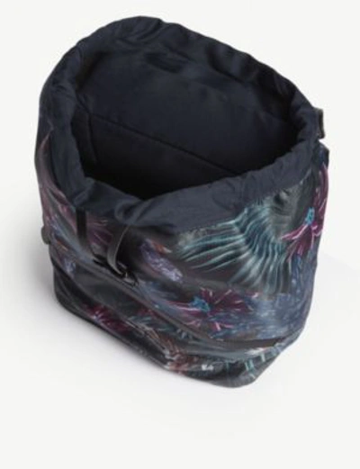 Shop Ted Baker Tropical-print Shell Backpack In Black