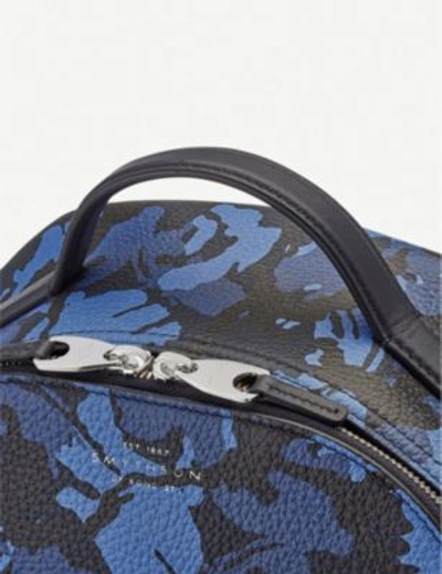 Shop Smythson Burlington Small Leather Backpack In Camouflage