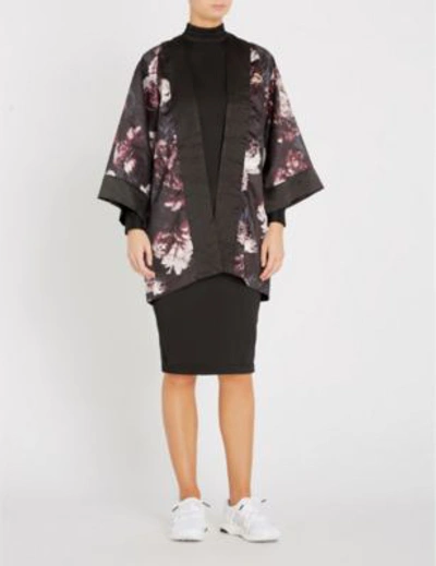 Shop Puma X Kenza Silk-satin Kimono In Black