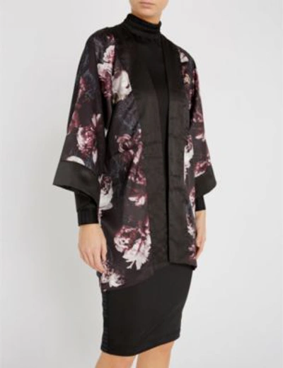 Shop Puma X Kenza Silk-satin Kimono In Black