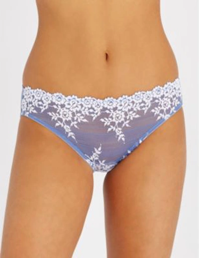 Shop Wacoal Embrace Lace Mesh Bikini Briefs In Bleached Denim White