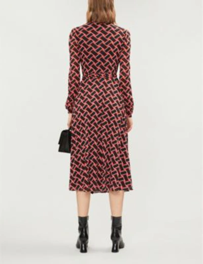 Shop Diane Von Furstenberg Phoenix Mesh Wrap Dress In Vintage Weave Black