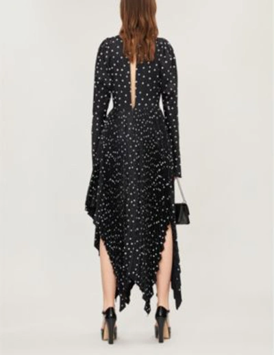 Shop Khaite Greta Polka Dot-patterned Crepe Dress In Black Polka Dot