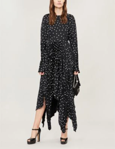 Shop Khaite Greta Polka Dot-patterned Crepe Dress In Black Polka Dot