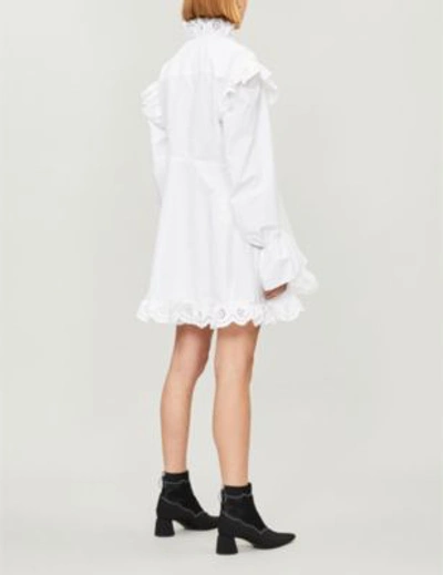 Shop Philosophy Di Lorenzo Serafini Broderie Anglaise-panel Cotton-poplin Mini Dress In White