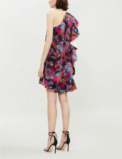 Shop Givenchy Asymmetric Floral-print Silk-crepe Mini Dress In Multicoloured