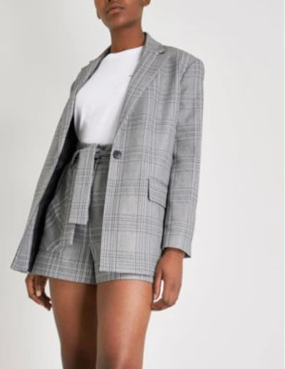 Shop Maje Vaime Checked Woven Jacket In Carreaux