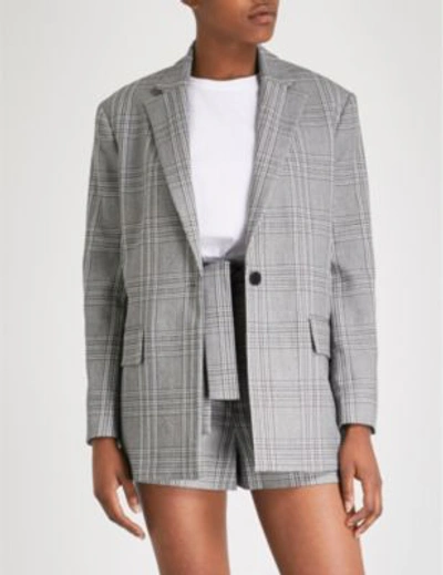 Shop Maje Vaime Checked Woven Jacket In Carreaux