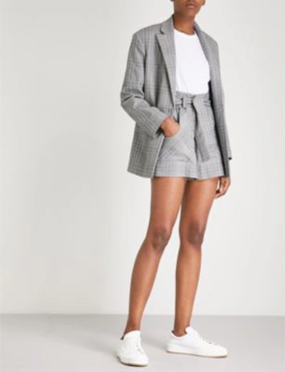 Shop Maje Vaime Checked Woven Jacket In Carreaux