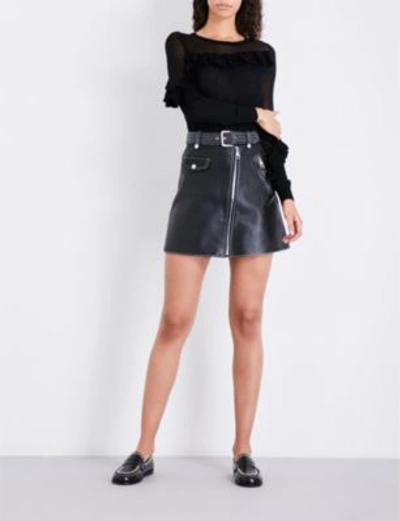 Shop Maje Jouki A-line Leather Skirt In Black 210