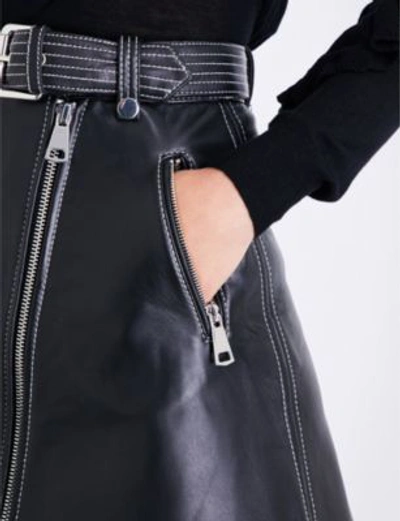 Shop Maje Jouki A-line Leather Skirt In Black 210