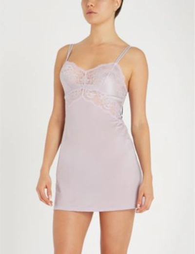 Shop Wacoal Lace Affair Stretch-jersey Chemise In Lilac Mar Past Lilac