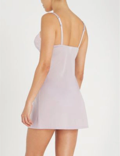 Shop Wacoal Lace Affair Stretch-jersey Chemise In Lilac Mar Past Lilac